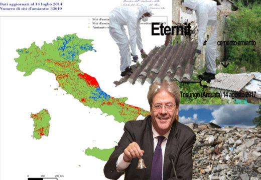 Amianto tra le macerie del terremoto lasciato senza protezione. Le Marche, la regione a più alta concentrazione. E Gentiloni…